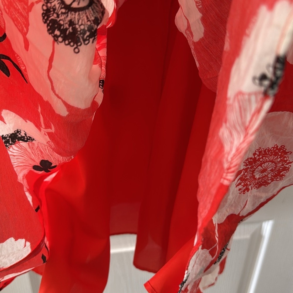 ADRIANNA PAPELL Fit & Flare Red/Orange Floral Dress Size 4 New With Tags! - Picture 7 of 8